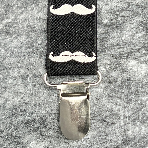 “I Moustache You” Suspenders “Y” Style Swag 1” Wide Clip-On Fun Unisex Stretch - Picture 3 of 14